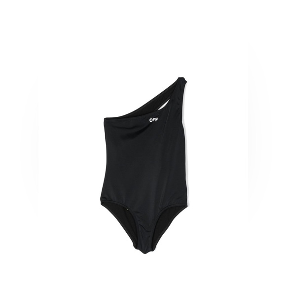 Little Girl Off White One Shoulder Swimsuit